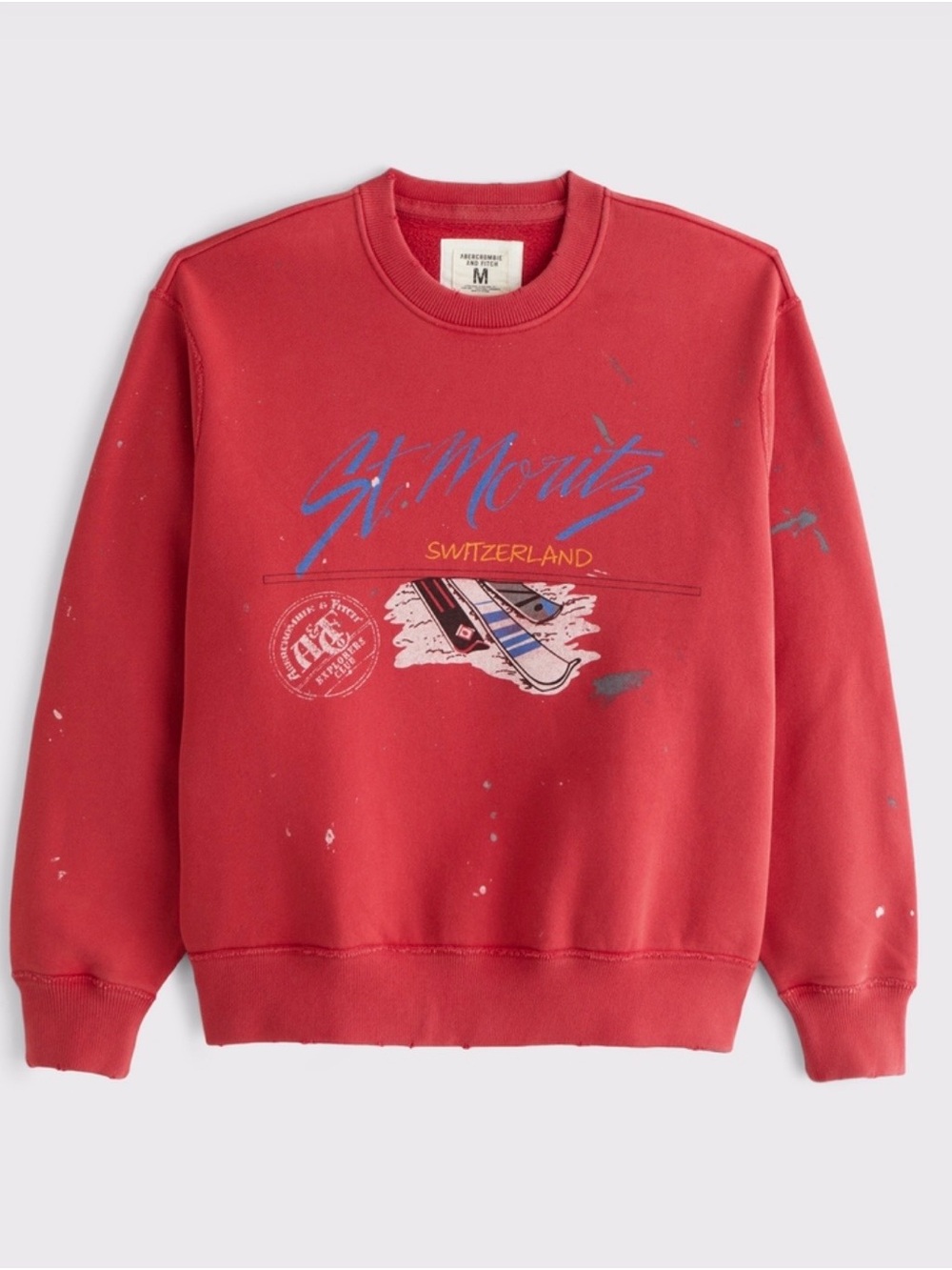 Abercrombie & Fitch Red St. Moritz Graphic Crewneck Sweater